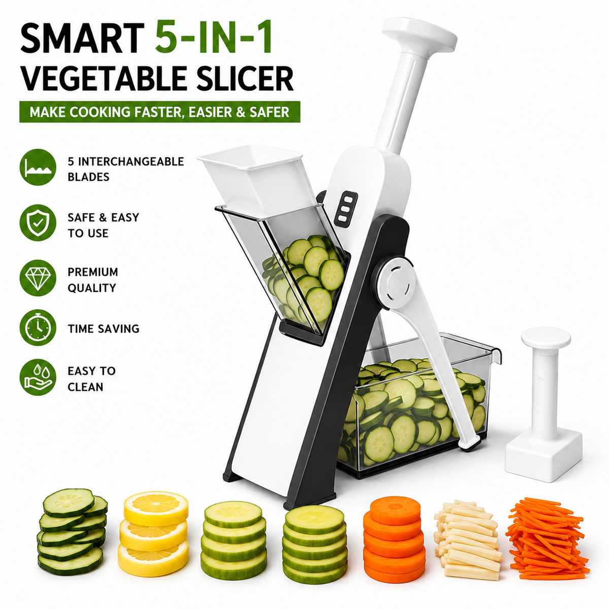 PureFlow Smart 5-in-1 Vegetable Slicer with 5 Interchangeable Blades